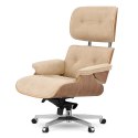 Fotel Biurowy Lucera w stylu Lounge Chair Velvet Jasny orzech Beżowy (SWAN-01) Beżowy (SWAN-01)