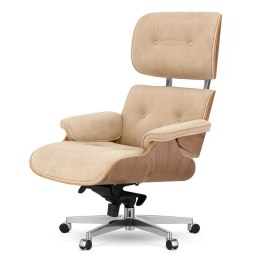 Fotel Biurowy Lucera w stylu Lounge Chair Velvet Jasny orzech Beżowy (SWAN-01) Beżowy (SWAN-01)
