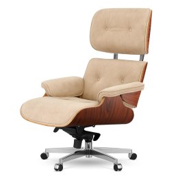 Fotel Biurowy Lucera w stylu Lounge Chair Velvet Brazylijski palisander Beżowy (SWAN-01) Beżowy (SWAN-01)
