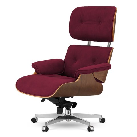 Fotel Biurowy Lucera XL w stylu Lounge Chair Velvet Ciemny orzech Bordowy (SWAN-14) Bordowy (SWAN-14)