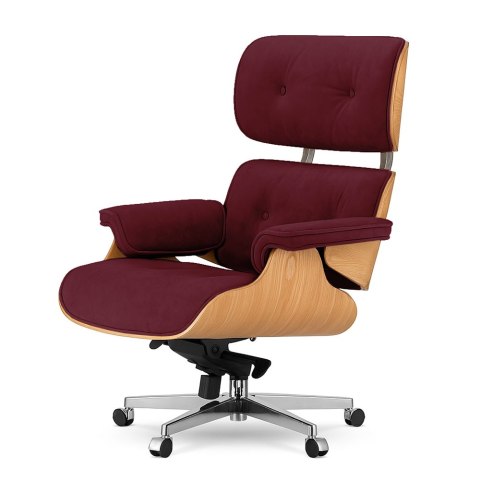 Fotel Biurowy Lucera w stylu Lounge Chair Velvet Jasny dąb Bordowy (SWAN-14) Bordowy (SWAN-14)