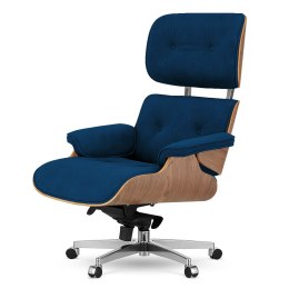 Fotel Biurowy Lucera XL w stylu Lounge Chair Velvet Jasny orzech Ciemnogranatowy (SWAN-18) Ciemnogranatowy (SWAN-18)