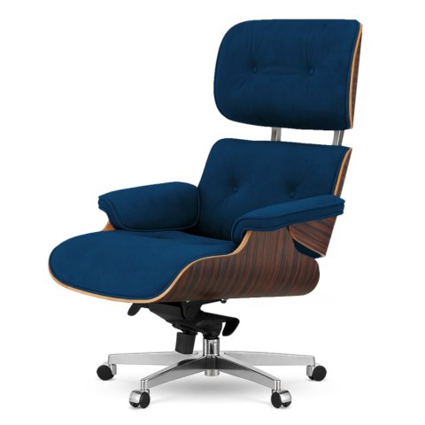 Fotel Biurowy Lucera XL w stylu Lounge Chair Velvet Ebony Ciemnogranatowy (SWAN-18) Ciemnogranatowy (SWAN-18)