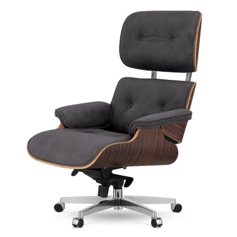 Fotel Biurowy Lucera XL w stylu Lounge Chair Velvet Ebony Ciemnoszary (SWAN-13) Ciemnoszary (SWAN-13)