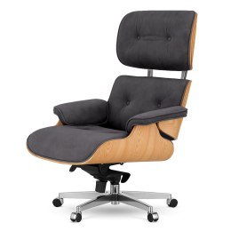 Fotel Biurowy Lucera XL w stylu Lounge Chair Velvet Jasny dąb Ciemnoszary (SWAN-13) Ciemnoszary (SWAN-13)