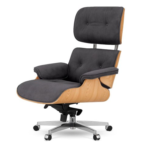 Fotel Biurowy Lucera XL w stylu Lounge Chair Velvet Jasny dąb Ciemnoszary (SWAN-13) Ciemnoszary (SWAN-13)
