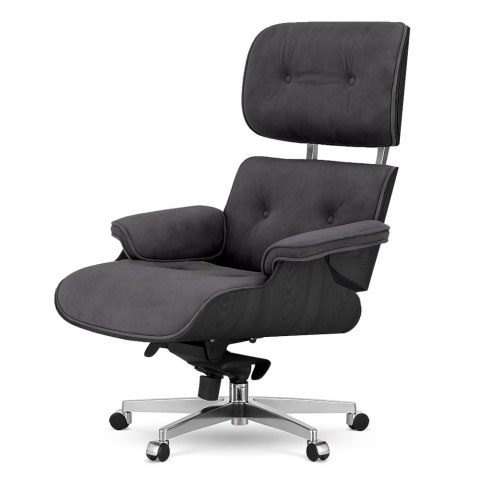 Fotel Biurowy Lucera w stylu Lounge Chair Velvet Czarny dąb Ciemnoszary (SWAN-13) Ciemnoszary (SWAN-13)