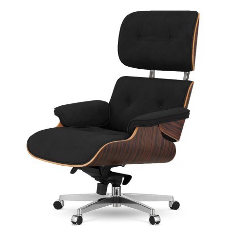 Fotel Biurowy Lucera w stylu Lounge Chair Velvet Ebony Czarny (Bluvel-19) Czarny (Bluvel-19)
