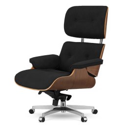 Fotel Biurowy Lucera w stylu Lounge Chair Velvet Ciemny orzech Czarny (Bluvel-19) Czarny (Bluvel-19)