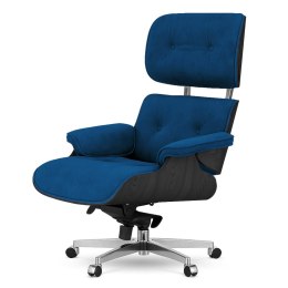 Fotel Biurowy Lucera XL w stylu Lounge Chair Velvet Czarny dąb Granatowy (SWAN-08) Granatowy (SWAN-08)