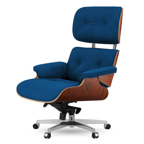 Fotel Biurowy Lucera XL w stylu Lounge Chair Velvet Brazylijski palisander Granatowy (SWAN-08) Granatowy (SWAN-08)