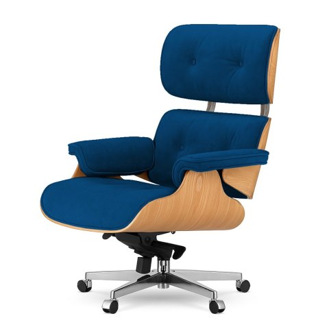 Fotel Biurowy Lucera w stylu Lounge Chair Velvet Jasny dąb Granatowy (SWAN-08) Granatowy (SWAN-08)