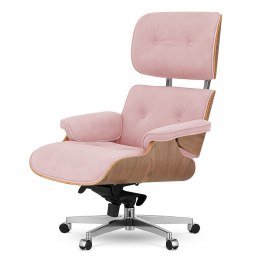 Fotel Biurowy Lucera XL w stylu Lounge Chair Velvet Jasny orzech Pudrowy róż (SWAN-40) Pudrowy róż (SWAN-40)