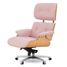 Fotel Biurowy Lucera XL w stylu Lounge Chair Velvet Jasny dąb Pudrowy róż (SWAN-40) Pudrowy róż (SWAN-40)