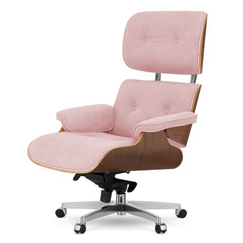 Fotel Biurowy Lucera w stylu Lounge Chair Velvet Ciemny orzech Pudrowy róż (SWAN-40) Pudrowy róż (SWAN-40)
