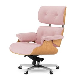 Fotel Biurowy Lucera w stylu Lounge Chair Velvet Jasny dąb Pudrowy róż (SWAN-40) Pudrowy róż (SWAN-40)