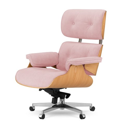 Fotel Biurowy Lucera w stylu Lounge Chair Velvet Jasny dąb Pudrowy róż (SWAN-40) Pudrowy róż (SWAN-40)