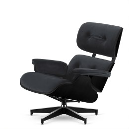 Fotel Lucera insp. Lounge Chair Velvet Ciemnoszary (SWAN-13) Czarny dąb Czarna z chromowanymi grzbietami