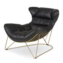 Fotel Malmo czarny ze skóry ekologicznej na złotej podstawie - nowoczesny design i elegancja