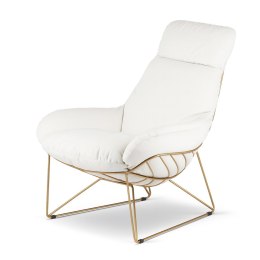 Fotel Skara XZ Biały skóra naturalna przód / ekologiczna tył - stylowy fotel do salonu