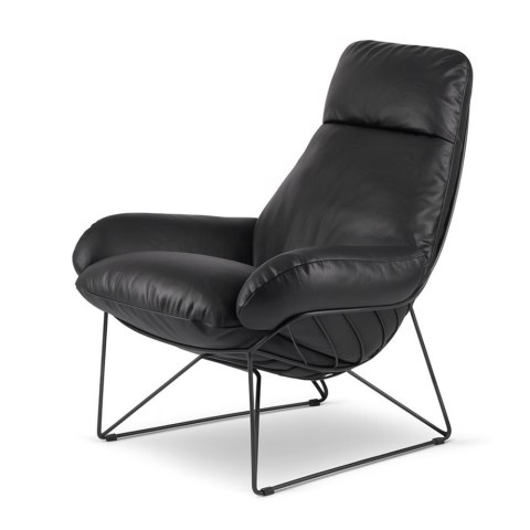 Designerski fotel Svar XZ Czarny - skóra naturalna przód, tył skóra ekologiczna, fotel do salonu i gabinetu
