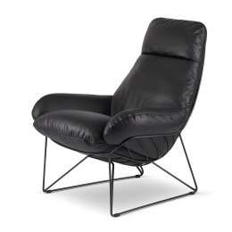 Fotel skórzany Svar XZ Czarny - designerski fotel do salonu, skóra naturalna