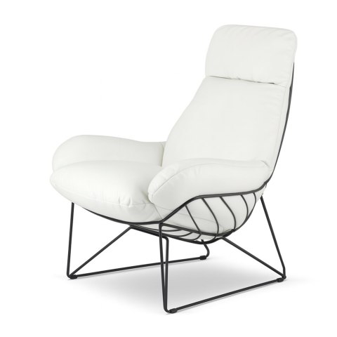 Fotel designerski Svar XZ biały - przód skóra naturalna, tył skóra ekologiczna