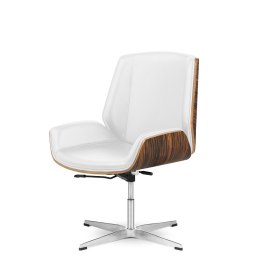 Timo Low fotel biurowy biała ekoskóra Ebony chromowana podstawa stylowe wnętrze home office