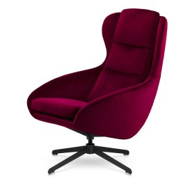 Skandynawski fotel Alessio obrotowy - bordowy velvet do relaksu i czytania