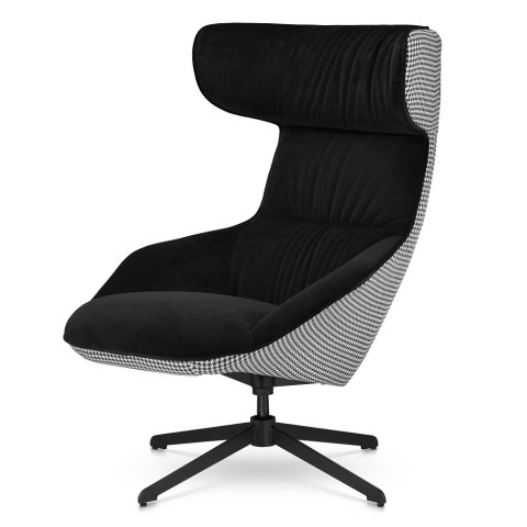 Nowoczesny fotel Atero Velvet Pepitka Czarny - elegancki fotel obrotowy