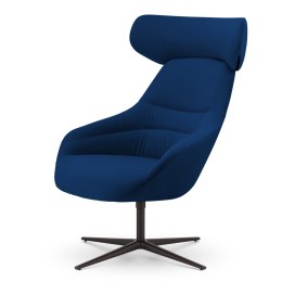 Fotel Bergen obrotowy Velvet granatowy - elegancki fotel salonowy typu uszak