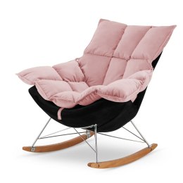Bianco Rocking Chair velvet czarny z pudrowym różem - nowoczesny fotel wypoczynkowy premium