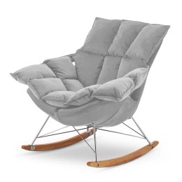 Fotel Bianco Jasnoszary - stylowy fotel bujany velvet, nowoczesny design