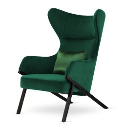 Fotel Classy Premium Glamour - Butelkowy z poduszką dekoracyjną do relaksu i czarną podstawą