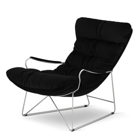 Fotel Granna XZ Czarny Velvet - aksamitny fotel bujany premium