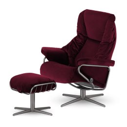 Fotel wypoczynkowy Kijar Bordowy XZ z podnóżkiem - stylowy mebel do relaksu