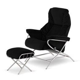 Fotel wypoczynkowy Kijar na stelażu XZ czarny velvet YA2313-20 - elegancki fotel relaksacyjny premium