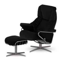 Fotel Kijar XZ z podnóżkiem czarny - elegancki fotel wypoczynkowy do salonu