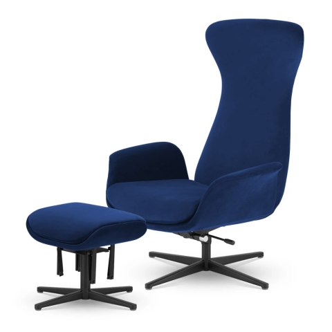 Fotel Kirke XZ granatowy - fotel z podnóżkiem do salonu, elegancki design