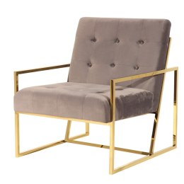 Fotel wypoczynkowy Lorie Velvet - Elegancki beżowy aksamit ze złotymi nogami do salonu glamour