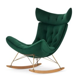 Fotel Larvik na płozach Velvet butelkowy - designerski fotel wypoczynkowy bujany SWAN-16