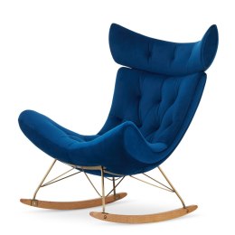 Fotel Larvik na płozach granatowy Velvet - designerski fotel wypoczynkowy bujany SWAN-08