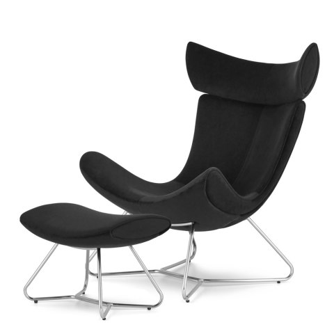 Fotel Larvik glamour loft, czarny velvet premium YA2313-20, srebrna podstawa, nowoczesny fotel wypoczynkowy do salonu i gabinetu