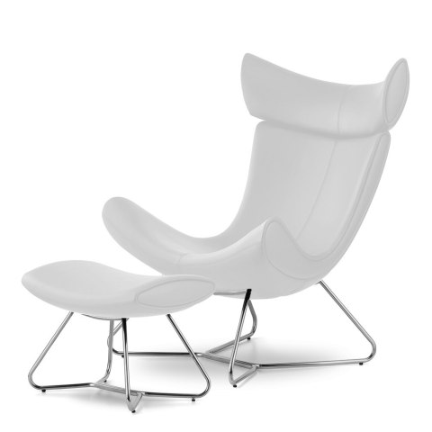 Fotel Larvik z podnóżkiem - elegancki fotel industrialny do salonu, biała ekoskóra
