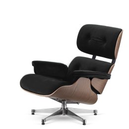 Fotel Lucera insp. Lounge Chair Velvet Czarny (YA2313-20) Jasny orzech Chromowana