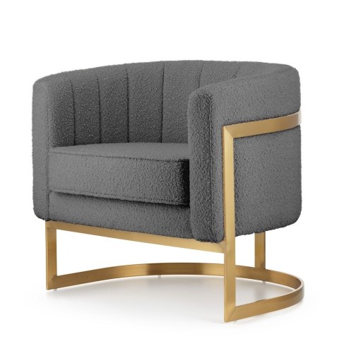 Fotel Madame Okrągły Ciemnoszara Bukla - Designerski Glamour z Luksusową Złotą Podstawą