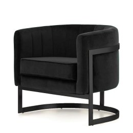 Fotel Madame Elegancki Czarny Velvet Okrągły Glamour - Nowoczesna Czarna Podstawa