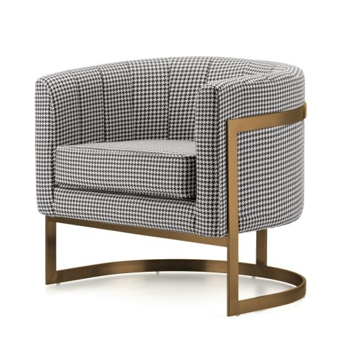 Fotel Madame Pepitka Nowoczesny Okrągły Design Glamour - Elegancka Mosiężna Podstawa
