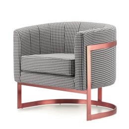 Fotel Madame Pepitka Glamour Okrągły - Designerski Fotel z Podstawą Różowe Złoto