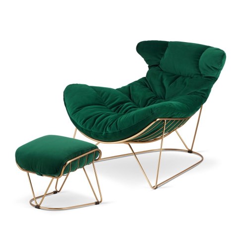 Fotel Malmo XZ leżanka butelkowy z podnóżkiem - designerski mebel do salonu